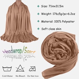 ZRQ 5 Pieces Stretch Headwrap Scarf Jersey Turbans for Women Fashion Headwear Boho Extra Long Scarf Soft Breathable Easy Knot Hijab Tie (Black,Coffee,Beige,Leather powder,Dark Grey)