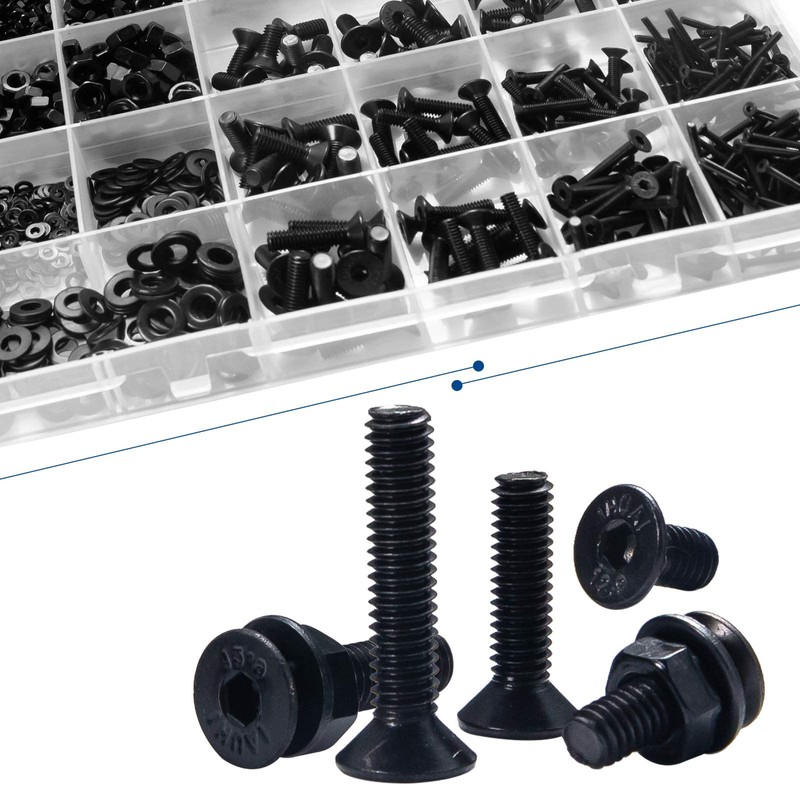 NINDEJIN 1060pcs 12.9 Grade Carbon Steel M2 M3 M4 M5