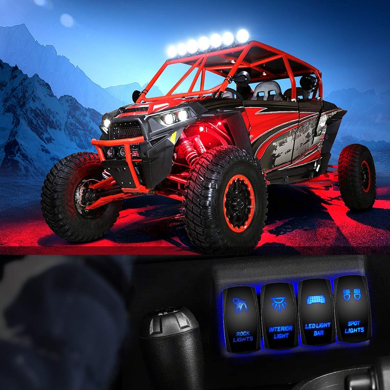 Nilight - 90008B Rock Lights Rocker Switch LED Light Bar