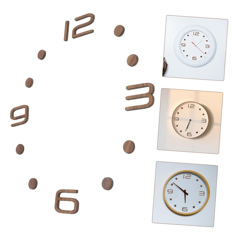 ABOOFAN 1Set DIY Wall Clock Numerals Kit Natural Wood Texture