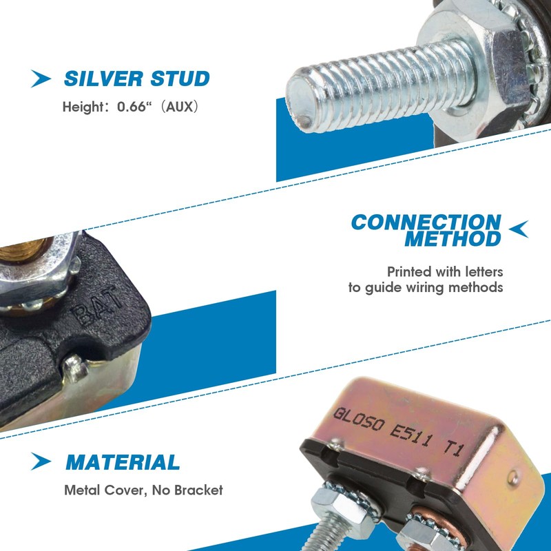 GLOSO E511 Stud Type Circuit Breakers, No Bracket, Auto Reset