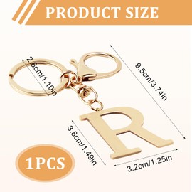 ORUZA Letter Keyring Alphabet Initial Keychain, Metal Letter Key Ring for Women Men Handbag Wallet Purses Letter (R)