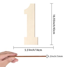 Wooden Letters and Numbers 17 Inch, Big Wooden Number 1 Shape Cutout Vintage Sports Style Unfinished Wood Alphabet Numbers for Wall Decor Nursery Name Painting Crafts Party Room Home Decoration