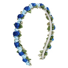 Flower Headband Dirndl Hair Band Blue Roses Costume Hair Accessories Flowers Hair Wreath Flower Wreath Hair Flower Headband Women Girls Headpiece for Wedding Carnival Theme Party