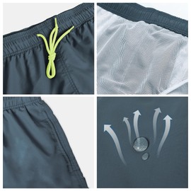 Swimming Trunks Men's Swimming Shorts Quick-Drying Leisure Beach Shorts Swimming Trunks Men with Pockets Board Shorts Swimming Trunks Men Contrasting Drawstring Swimming Shorts for Men Short, gray, S