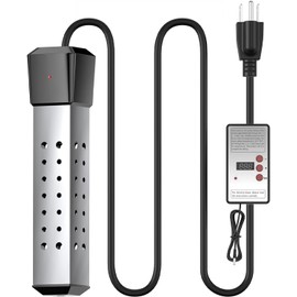 2000W Pool Heater for Inflatable Above Ground Swimming Pool, Immersion Water Heater for Bathtub with Thermostat, Submersible Electric Water Heater, Portable Bucket Heater with 304 Guard (Black)
