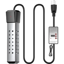 2000W Pool Heater for Inflatable Above Ground Swimming Pool, Immersion Water Heater for Bathtub with Thermostat, Submersible Electric Water Heater, Portable Bucket Heater with 304 Guard (Black)