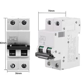 Disyuntor DC Interruptor de Circuito de Aire en Miniatura 1pc 250V DC 2P 16A/32A/63A Protección Contra Cortocircuitos del Interruptor de Energía Solar(16A)