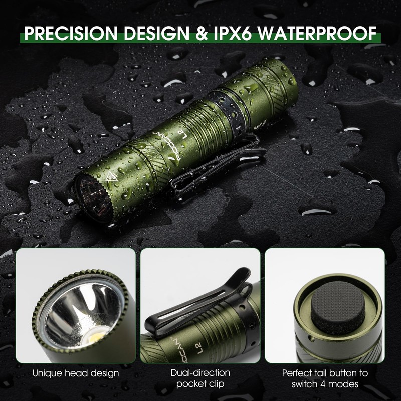 PIOOCAN Rechargeable Flashlights 1200 Lumens EDC Flashlight, AA Pocket Flashlight