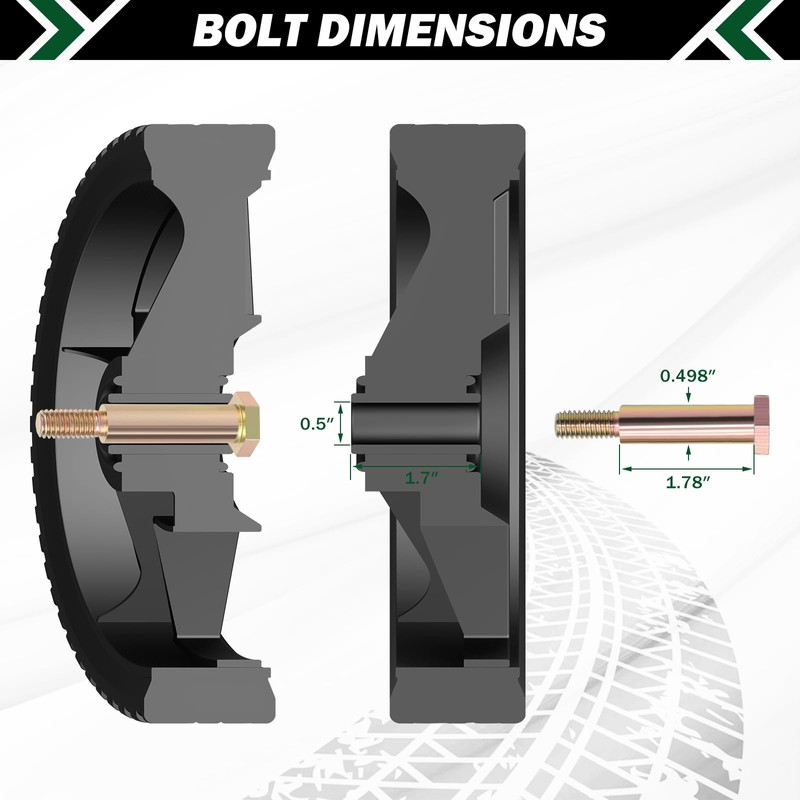 CheeMuii 10 Inch Lawn Mower Wheels 2 Pack 10" Push