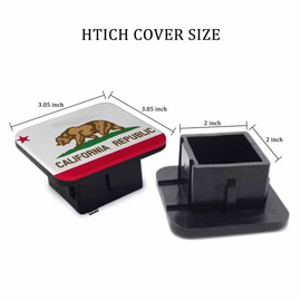 Beabes California Flag Receiver Hitch Cover, State of California Republic Flag Bear Towing Hitch Cover Plug Fits 2 Inch Receivers, Funny Hitch Tube Covers Trailer Hitch Accessories for Men Women
