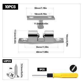 TETEWEVER Pack of 10 Ball Catch 48 mm Adjustable Double Ball Catch Cabinet Catch with 40 Screws Furniture Catch for Kitchen Cabinet Doors Furniture Door Bookshelves