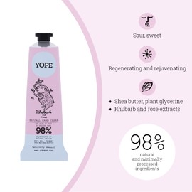 YOPE Natural hand cream rhubarb and rose has a unique formula for dry, regeneration-requiring skin, 50 ml