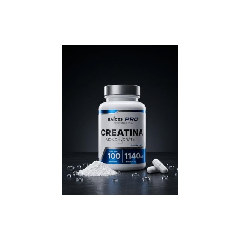 Creatina Monohidratada Raíces Pro 100 Capsulas Sin Sabor