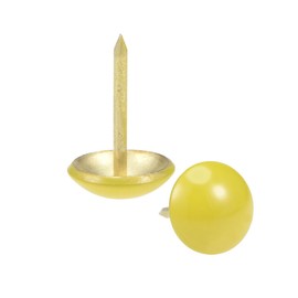 uxcell Upholstery Nails Tacks 11mm Dia Yellow Round Head 17mm Length Thumb Push Pins for Furniture Sofa Headboards, 100 Pcs