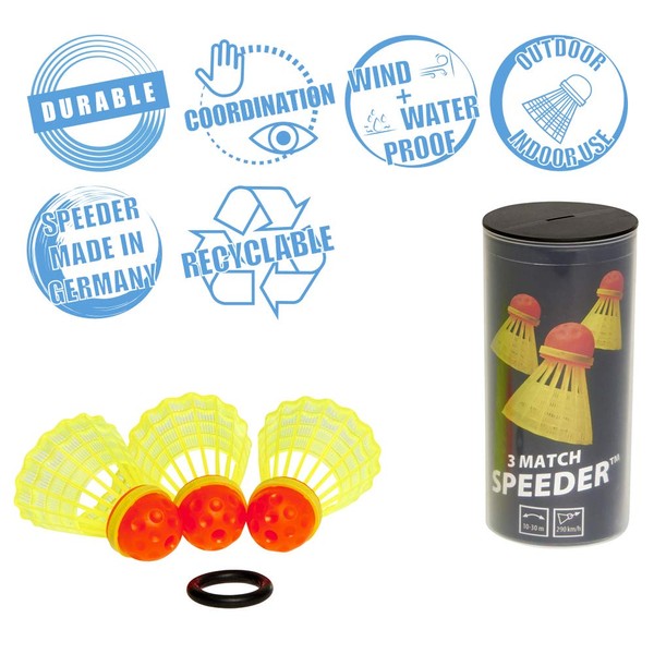 Speedminton Match Speeder 3Pk Speeder Tube Birdies for Outdoor Games Speed ​​Badminton/Crossminton
