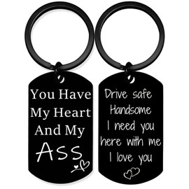 Coolvy Valentines Day Gifts For Him - Drive Safe Keychain for Boyfriend Husband I Love You Christmas Anniversary Birthday Gifts Men Presents from Wife Girlfriend, Black, Small