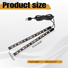 Wuyaoyao Car LED Strip Light, 12V 24 LED Vehicle Interior Atmosphere Lamps with USB Port, Auto Under Dash Ambient Night Light, Universal Car Accessories (White, USB)