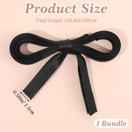 196.8 Inches Corset Lacing，Black Satin Ribbon Women's Tie Back for Wedding Bridal Gown Adjustable Lace up Dress Cord Back Corset Ribbon Replacement Extender Zipper Replacement for Prom Dresses