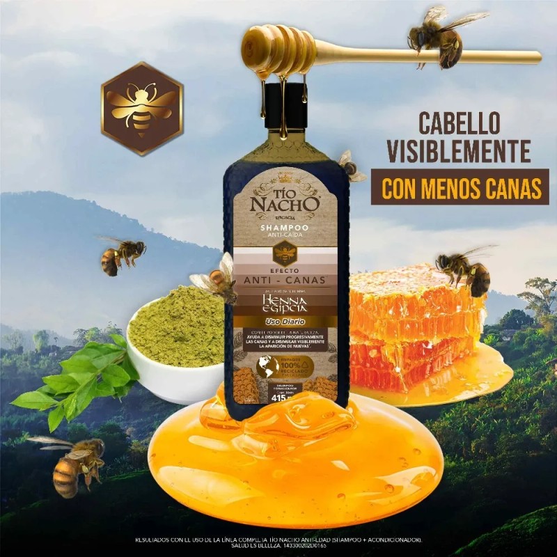 Tio Nacho Shampoo Tonalizador Anti-canas Y Anti-caída 415 Ml