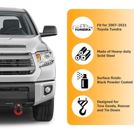 WeiSen Front Tow Hook Shackle Brackets w/ 3/4inch Shackle Mount Kit Compatible with Toyota Tundra 2007-2021(Red)