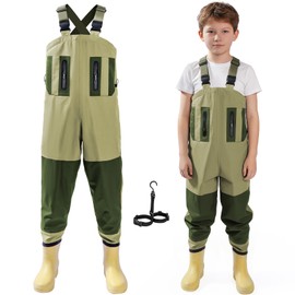 Ghosthorn Chest Waders for Kids Children Waders Nylon Waterproof Fishing Waders Toddler Youth Hunting Waders with Boots EVA for boys Girls
