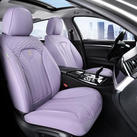 FLORICH Car Seat Covers, Leather Front Seat Cover, Purple Waterproof Seat Covers, Automotive Seat Cover 2 Pack, Luxury Universal Seat Cushion Car Seat Protector Fit for Most Cars Trucks SUVs