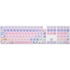 Cute Keyboard Cover Skin for 2021 Apple iMac Magic Keyboard (Model: A2520) with Numeric Keypad and Touch ID, Silicone Keyboard Protector, US Layout, Cute Bunny