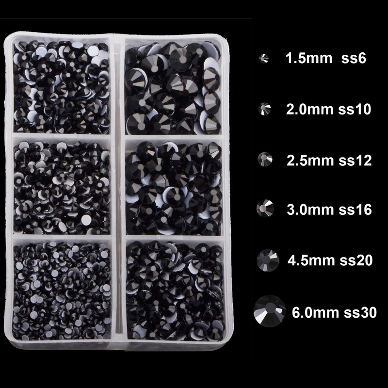 4000pcs Mixed Size Hot Fix Round Crystals Gems Glass Stones