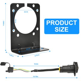 KTIPERN 4 Pin to 7 Pin Trailer Adapter, 7 Way Round to 4 Way Flat Trailer Light Plug Adapter, Upgrade 18AWG Copper Wire with Mounting Bracket for RV Truck Factory Tow Kits