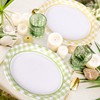 FYSUIMU 40 Pcs Pastel Gingham Oval Paper Plates Colorful Checkered