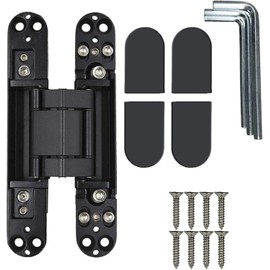 Ranbo 6 x 2.5 x 1 inch Zinc Alloy/Aluminum Alloy Material Heavy Duty Invisible/Concealed/Hidden 3 Way Adjustable Butt Hinge Suitable for Commercial Residential Industrial Door (6 inch Black)