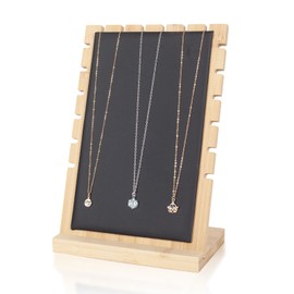 Pinkgarden Bamboo Necklace Display Stand - Chain Jewelry Rack Organizer, Eco-Friendly Jewelry Holder Tabletop Jewelry Rack Showcases for Home and Shop Use (Black)