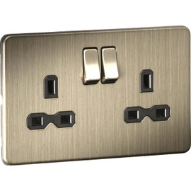 Knightsbridge 13A 2G DP Switched Socket - Antique Brass