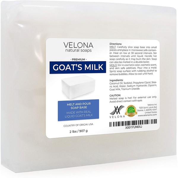 2 LB - GOATS MILK Soap Base by Velona | SLS/SLES free | Melt and Pour | Natural Bars For The Best Result for Soap-making