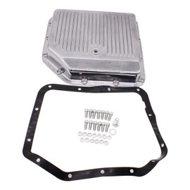 Finned Polished Aluminum Transmission Pan Kit Replacement for Chevy/GM TH350 Turbo 350 Trans TH-350