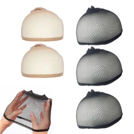 FineGood Wig Net Set, Cosplay, Wig Cap, Hair Net, Unisex, Hair Black, Beige, Hair Net, Painless, Hair Bundle, Unisex, Hair Bundle, One Size Fits Most, Accessory for Wig (2 Skin Colors, 3 Black)