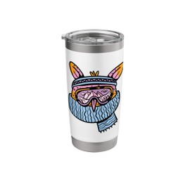Funny Ski Owl Motif with Ski Goggles as Funny Aprés Ski Stainless Steel Insulated Tumbler