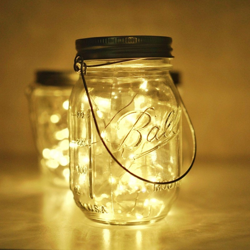 Cynzia Solar Mason Jar Lights, 6 Pack 20 LED Fairy