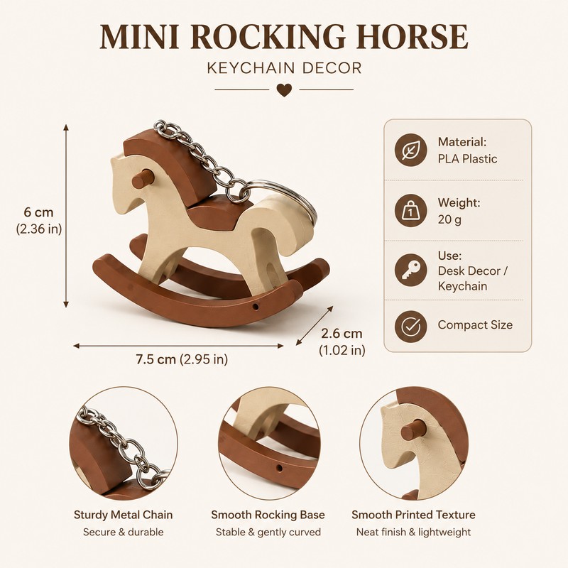 Cartoon Rocking Horse Figurine for Desk Decor – 3D Printed