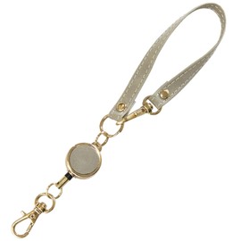 [Pretimo] Reel Strap with Reel, Stretchable Key Holder, Reel Keychain, Key Reel for Women, Men, PU Leather, White, Black, Brown