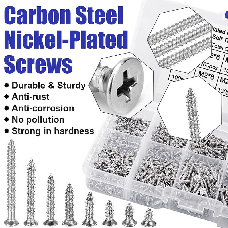 Screws Set, XCOZU 800 Pieces M2 Self-Tapping Screws Assortment 4