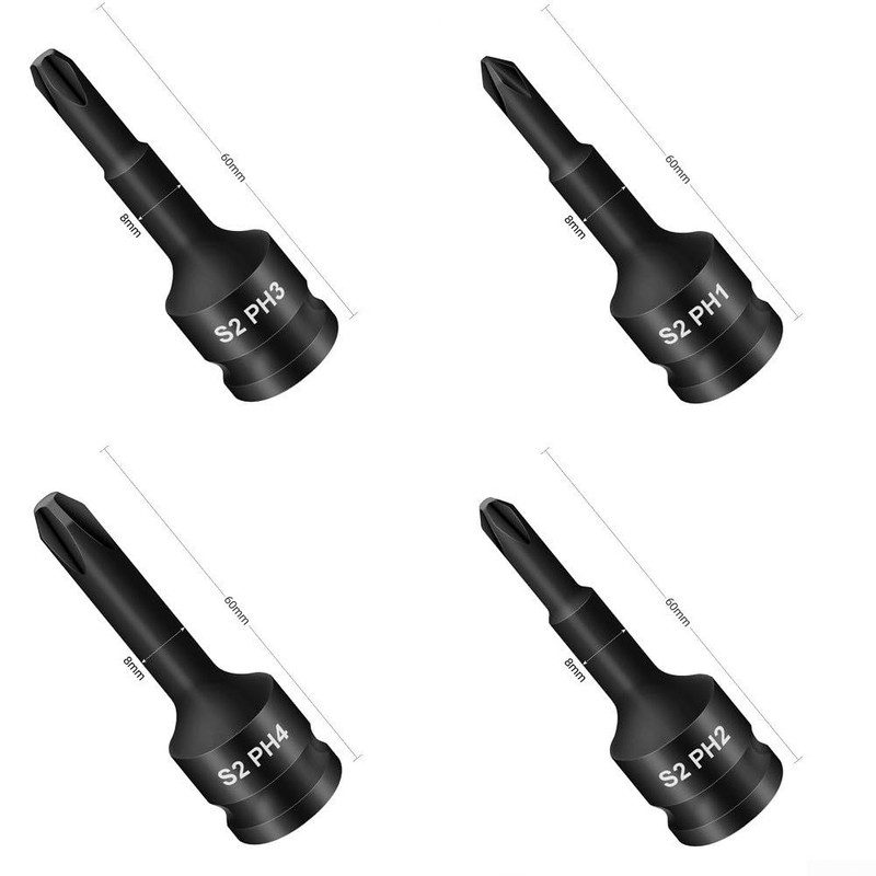 4pcs Bit Socket, 3/8 Inch Cross Screwdriver Bit for IMPACT