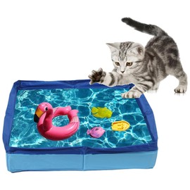 PVC Foldable Pet Swimming Pool, Funny Portable Dog Paddling Pool, Square-Shaped Anti-Slip Save Space Pet Cat Puppy Bathing Tub for Home, Yard, Garden, Patio, Bathroom, Summer Coolness, 50×50cm