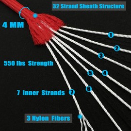 DDOUT 550 Paracord Rope 200ft, 4mm Thin Tactical Parachute Cord for Climbing, Camping, Tent, Clothsline, Survival Utility Rope, DIY Paracord Bracelet