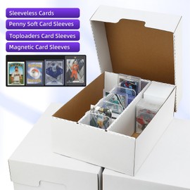 EBOAUSI 2100-Count Trading Card Storage Box-3-Row Design/8 Dividers&3 Supporters-Fits MTG, TCG, Sports Cards(Sleeved/Unsleeved)-Magnetic&Toploader Compatible-Durable Cardboard (1 Pack)