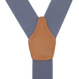 Bioterti Leather Clip And Button Suspenders For Men, Y-Back Style For Formal Outfits (Light Blue)