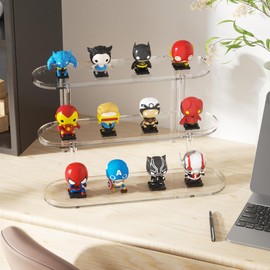 DEMEGA Acrylic Riser Display Shelf for 𝐚𝐦𝐢𝐢𝐛𝐨 Funko-POP Figures, Floating Shelves Display Ledge for Organizer and Decoration, Collectibles Display Stands Showcase, Glowing at night