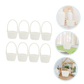 LIFKOME Storage Basket 8pcs Rattan Basket Bushel Basket Easter Basket Easter Buckets Tiny Basket Easter Baskets Bulk Mini Wicker Basket Desk Decorations Wicker Candy Vase Child Seaweed