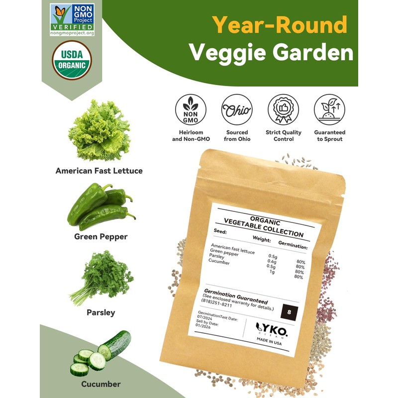 8 Pods Vegetable Salad Green Seed Pod Kit for Aerogarden,